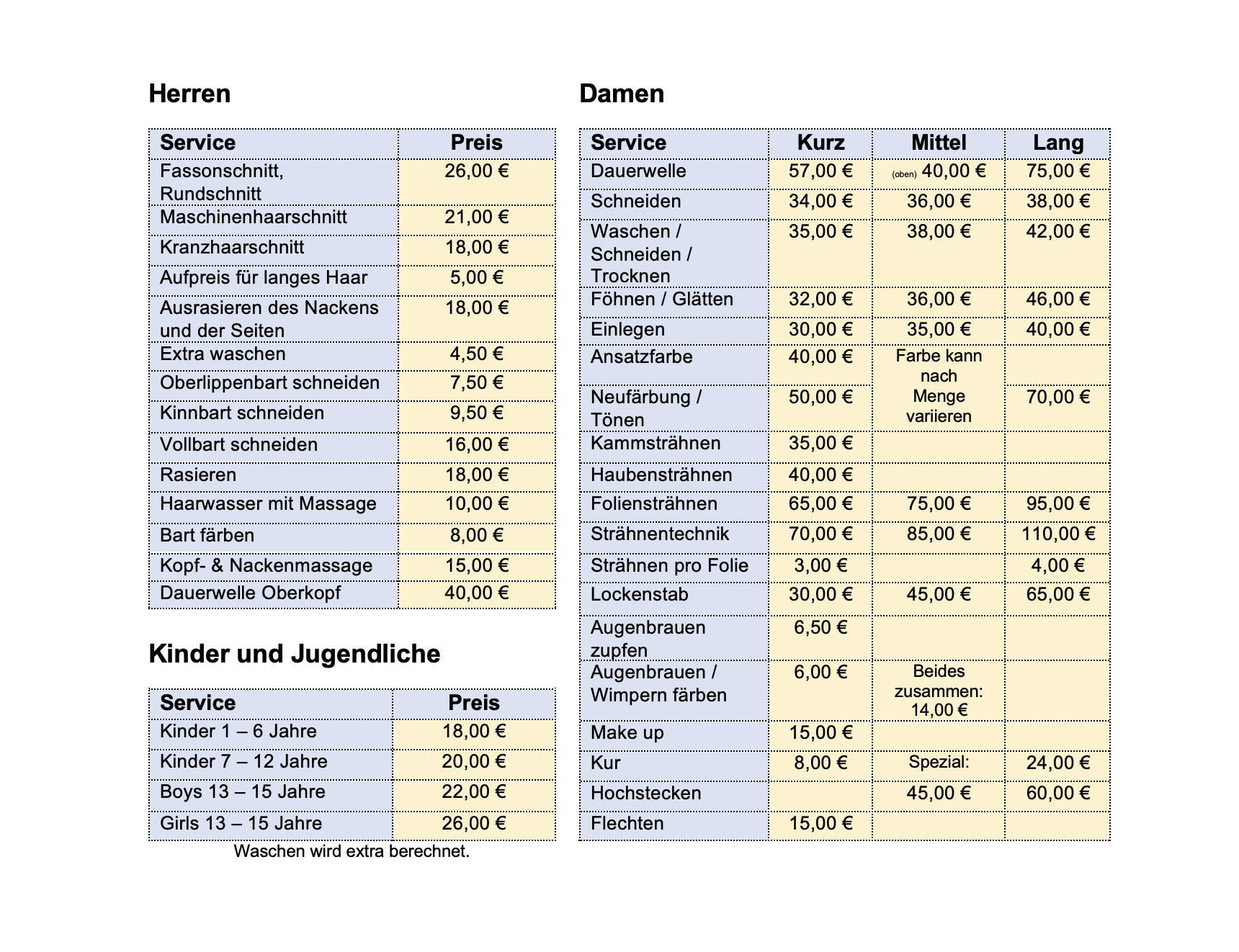 Preisliste